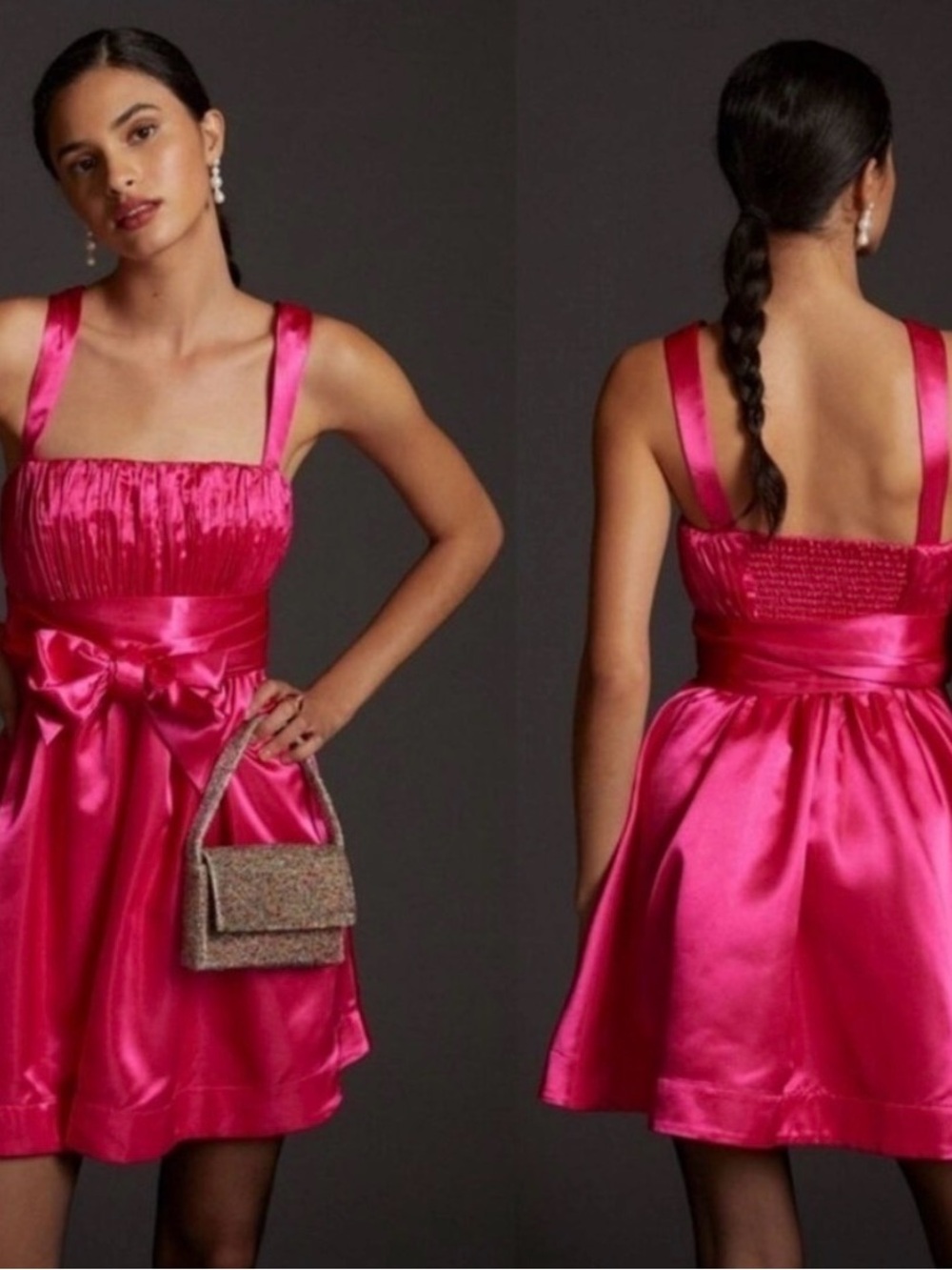Maeve Pink Satin Bow dress - Picture 2 of 5